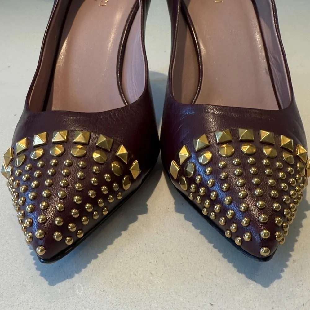 Gucci Dark Red Studded Heels - Picture 10 of 12